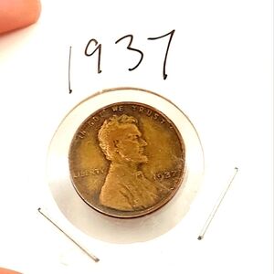1937 Golden Wheat Penny No Mint Mark